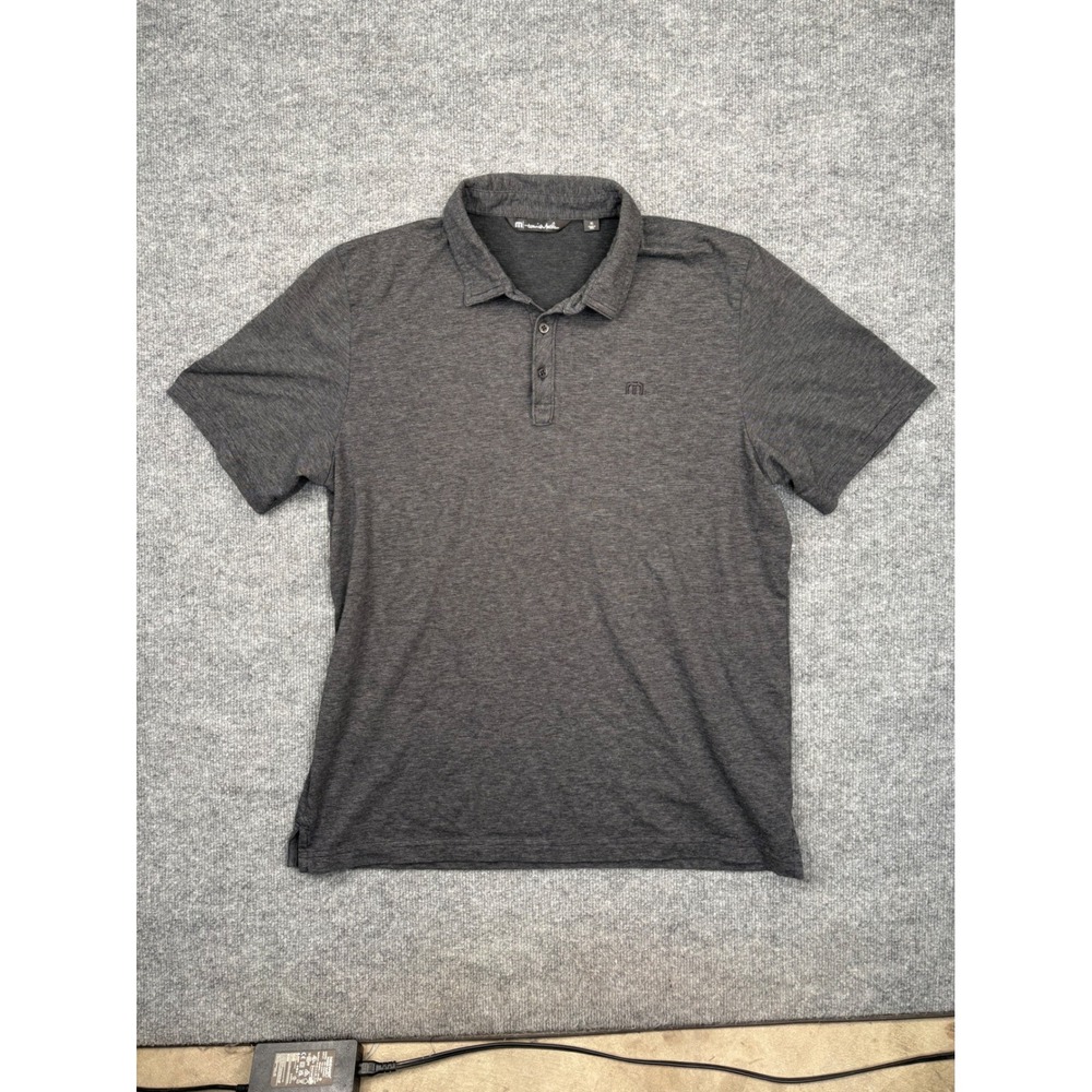 TravisMathew Mens XL Charcoal Gray Heathered Short Sleeve Golf Polo Shirt
